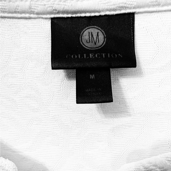 JM Collection White Textured 3/4 Length Sleeves Blouse Size Medium - Picture 3 of 4